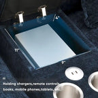 123*55 Canapé d'angle moderne en U avec console, porte-gobelets et ports USB, rembourré, canapé-lit avec méridienne