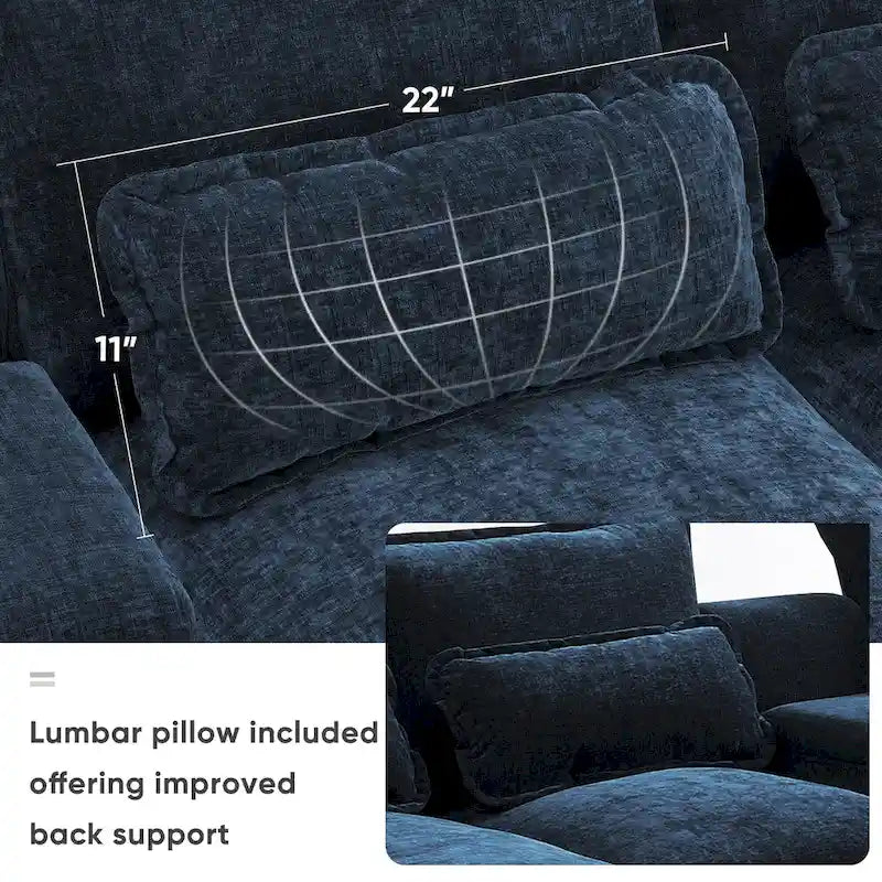 123*55 Canapé d'angle moderne en U avec console, porte-gobelets et ports USB, rembourré, canapé-lit avec méridienne