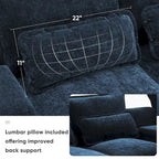 123*55 Canapé d'angle moderne en U avec console, porte-gobelets et ports USB, rembourré, canapé-lit avec méridienne