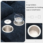 123*55 Canapé d'angle moderne en U avec console, porte-gobelets et ports USB, rembourré, canapé-lit avec méridienne