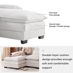 123*55 Canapé d'angle moderne en U avec console, porte-gobelets et ports USB, rembourré, canapé-lit avec méridienne