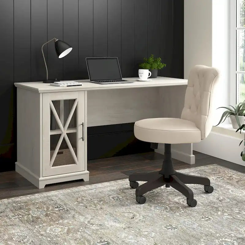 Bureau de style rustique Lennox 60W avec armoire de rangement