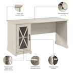 Bureau de style rustique Lennox 60W avec armoire de rangement