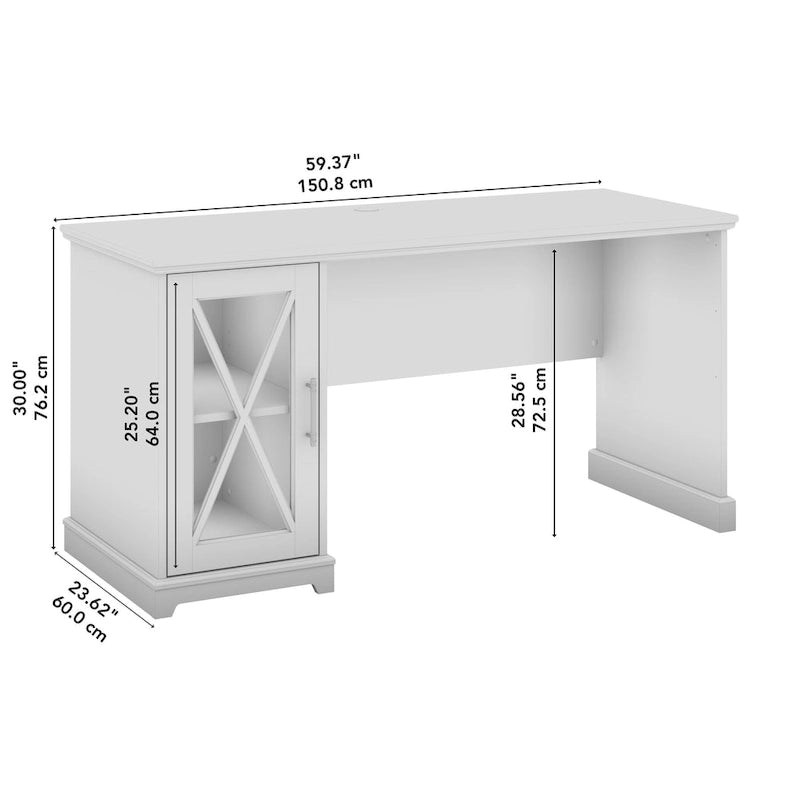 Bureau de style rustique Lennox 60W avec armoire de rangement