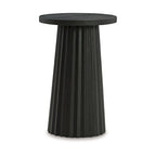 Table d'appoint, ronde cannelée avec base en bois massif noir classique, 14 pouces