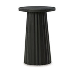 Table d'appoint, ronde cannelée avec base en bois massif noir classique, 14 pouces