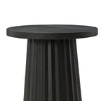 Table d'appoint, ronde cannelée avec base en bois massif noir classique, 14 pouces