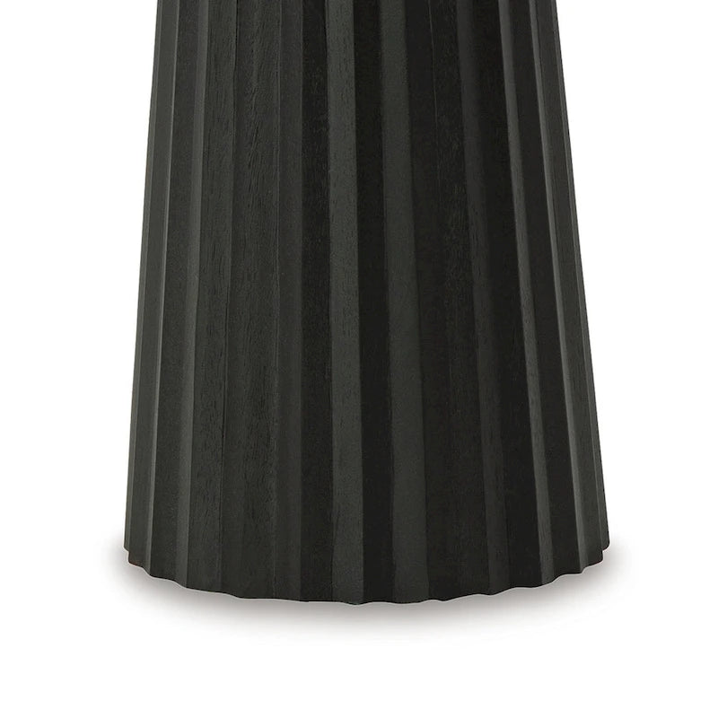 Table d'appoint, ronde cannelée avec base en bois massif noir classique, 14 pouces