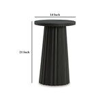 Table d'appoint, ronde cannelée avec base en bois massif noir classique, 14 pouces