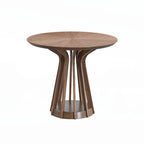 Walnut Finish Round Dining Table