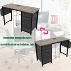 Bureau d'ordinateur moderne avec station de charge et tiroirs de rangement réversibles pour bureau à domicile ou salle d'étude