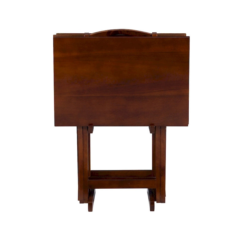 Ensemble de 5 tables pliantes avec support - 26,25 - Noyer