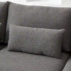 100.2 Canapé d'angle en lin avec pouf et oreillers lombaires