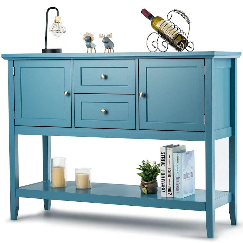 Table console en bois avec tiroirs, buffet de salle à manger