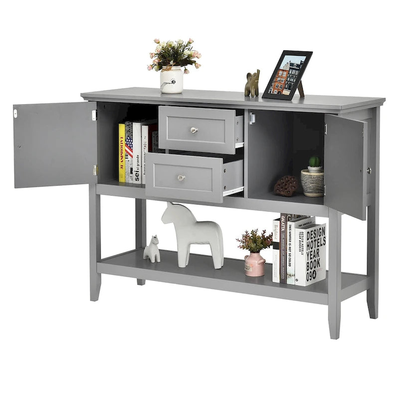 Table console en bois avec tiroirs, buffet de salle à manger