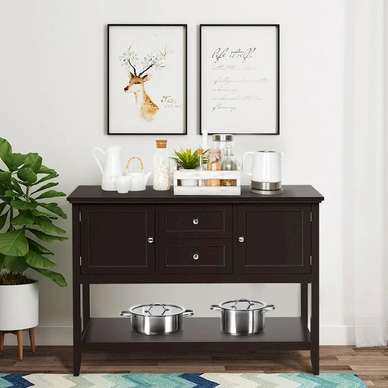 Table console en bois avec tiroirs, buffet de salle à manger
