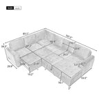 Canapé d'angle en U avec lit gigogne, méridienne de rangement et dispositifs de chargement intégrés pour salon