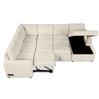 Canapé d'angle en U avec lit gigogne, méridienne de rangement et dispositifs de chargement intégrés pour salon