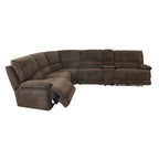 Canapé sectionnel inclinable moderne marron foncé Renic avec console et ports USB