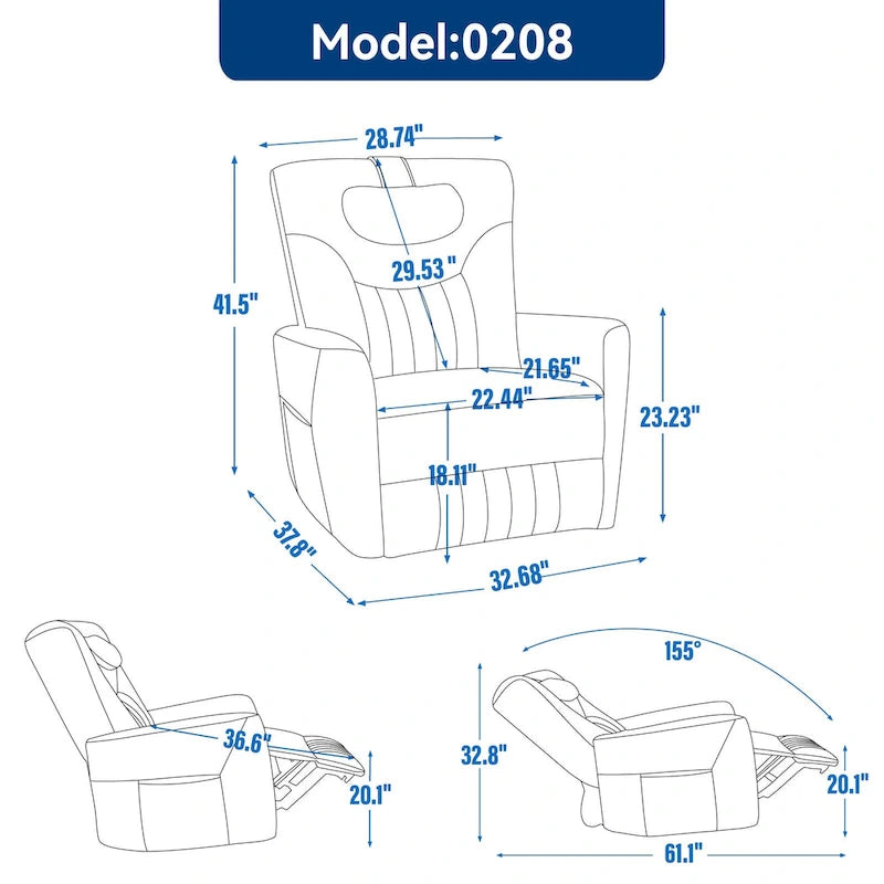 Fauteuil inclinable électrique beige avec pivotement à 270°, fonction bascule, oreiller de soutien lombaire et cervical, ports USB et Type-C