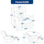 Fauteuil inclinable électrique beige avec pivotement à 270°, fonction bascule, oreiller de soutien lombaire et cervical, ports USB et Type-C