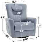 Fauteuil inclinable électrique beige avec pivotement à 270°, fonction bascule, oreiller de soutien lombaire et cervical, ports USB et Type-C
