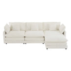 Canapé d'angle modulaire en velours côtelé de 286 cm avec poches de rangement latérales
