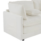 Canapé d'angle modulaire en velours côtelé de 286 cm avec poches de rangement latérales