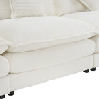 Canapé d'angle modulaire en velours côtelé de 286 cm avec poches de rangement latérales
