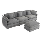 Canapé d'angle modulaire en velours côtelé de 286 cm avec poches de rangement latérales