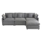 Canapé d'angle modulaire en velours côtelé de 286 cm avec poches de rangement latérales