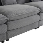 Canapé d'angle modulaire en velours côtelé de 286 cm avec poches de rangement latérales