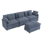 Canapé d'angle modulaire en velours côtelé de 286 cm avec poches de rangement latérales