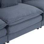 Canapé d'angle modulaire en velours côtelé de 286 cm avec poches de rangement latérales