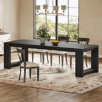 86.61 Inch Extra Long Wood Dining Table Kitchen Table for 6-8