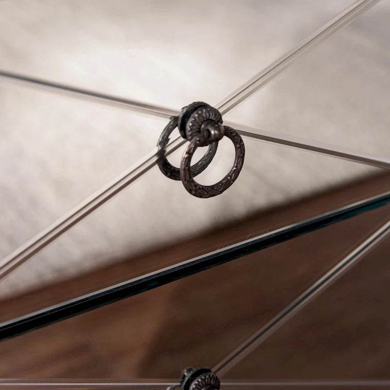 Table d'appoint miroir Churchill moderne du milieu du siècle avec rangement