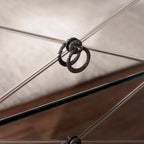 Table d'appoint miroir Churchill moderne du milieu du siècle avec rangement