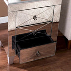 Table d'appoint miroir Churchill moderne du milieu du siècle avec rangement
