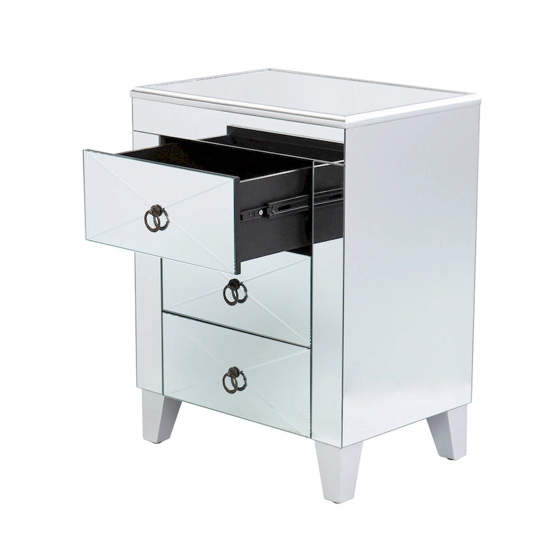 Table d'appoint miroir Churchill moderne du milieu du siècle avec rangement