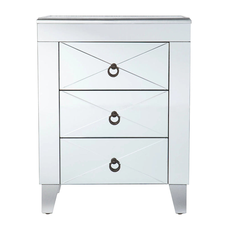 Table d'appoint miroir Churchill moderne du milieu du siècle avec rangement