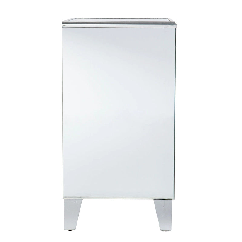 Table d'appoint miroir Churchill moderne du milieu du siècle avec rangement
