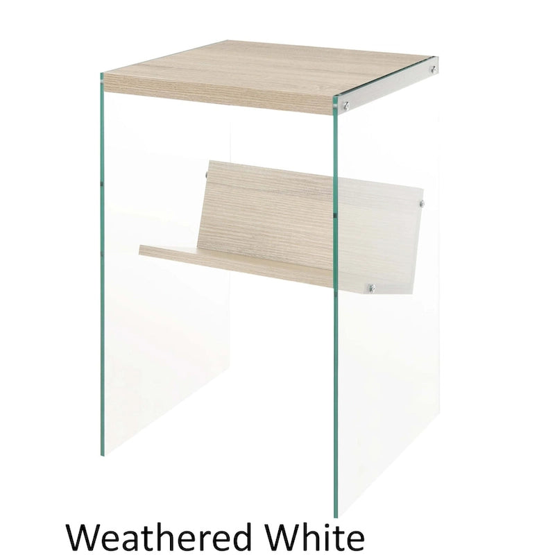 Table d'appoint en verre avec étagère