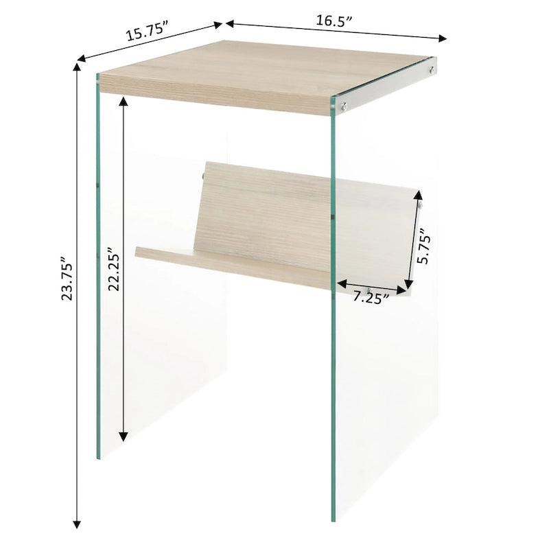 Table d'appoint en verre avec étagère