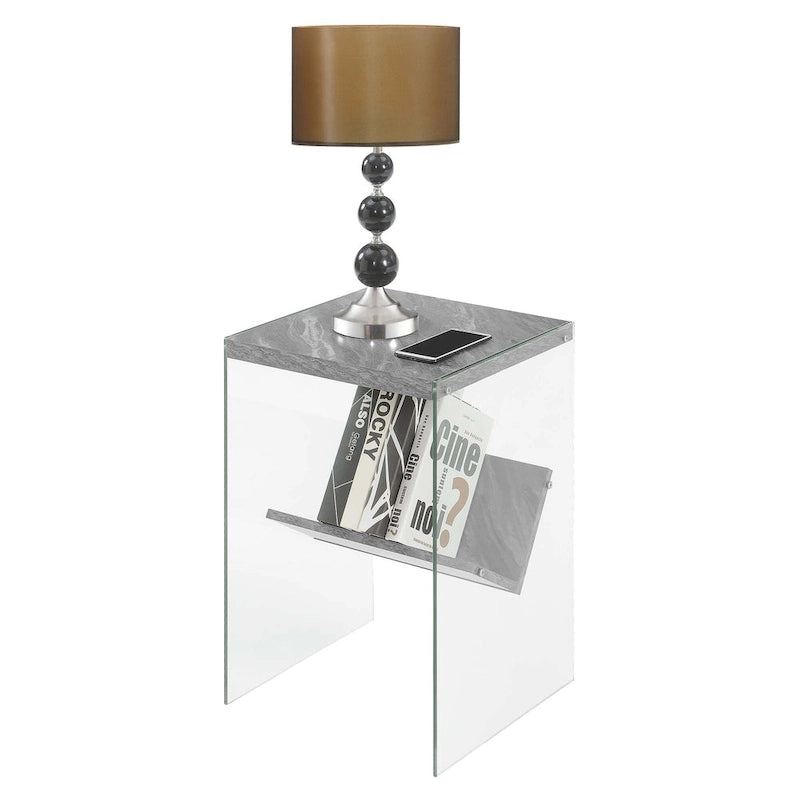 Table d'appoint en verre avec étagère