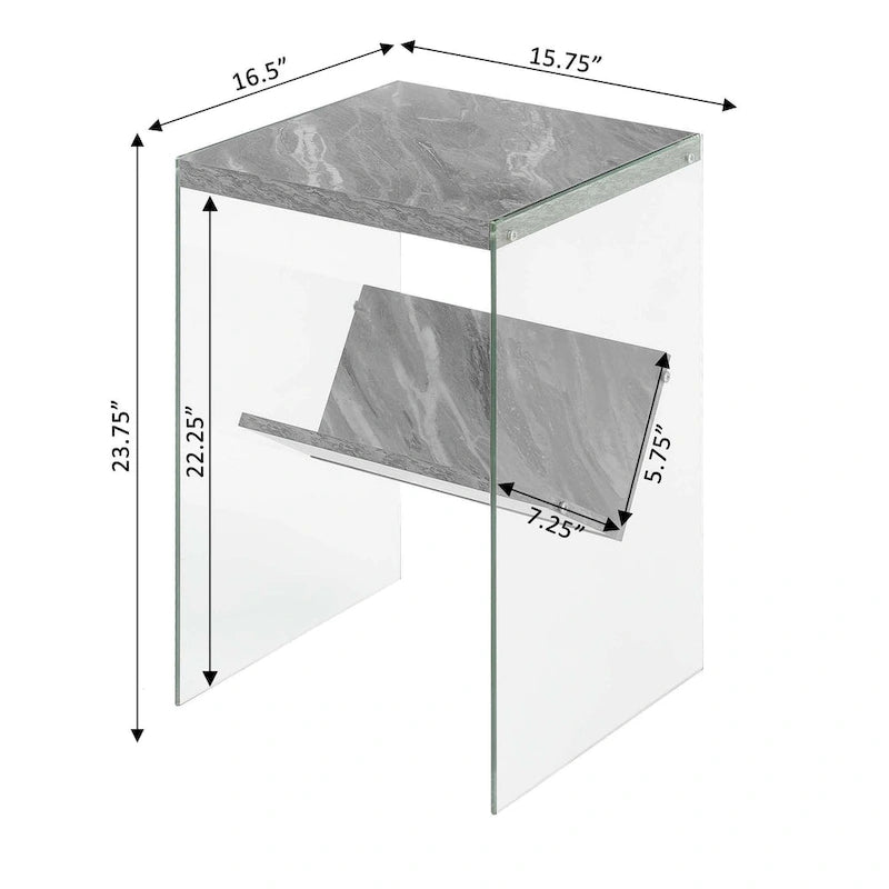 Table d'appoint en verre avec étagère