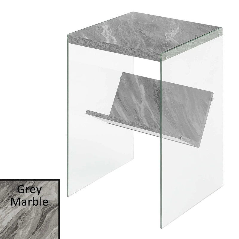 Table d'appoint en verre avec étagère