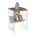 Table d'appoint en verre avec étagère