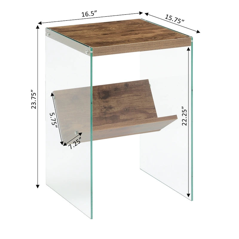Table d'appoint en verre avec étagère