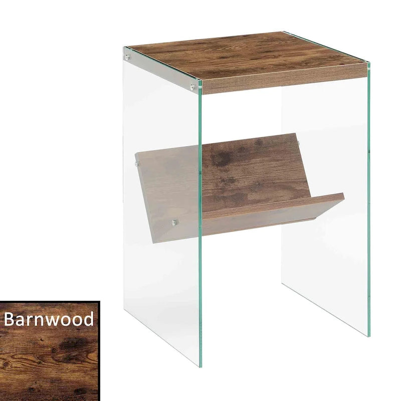 Table d'appoint en verre avec étagère