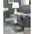 Table d'appoint en verre avec étagère